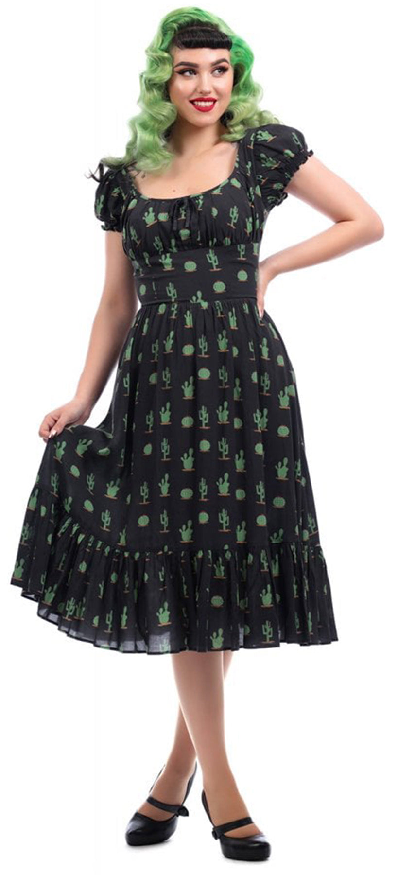 Collectif_CARMEN_Vintage_CACTUS_Kaktus_SWING_Kurzarm_SWING_DRESS_Kleid_killer_kirsche