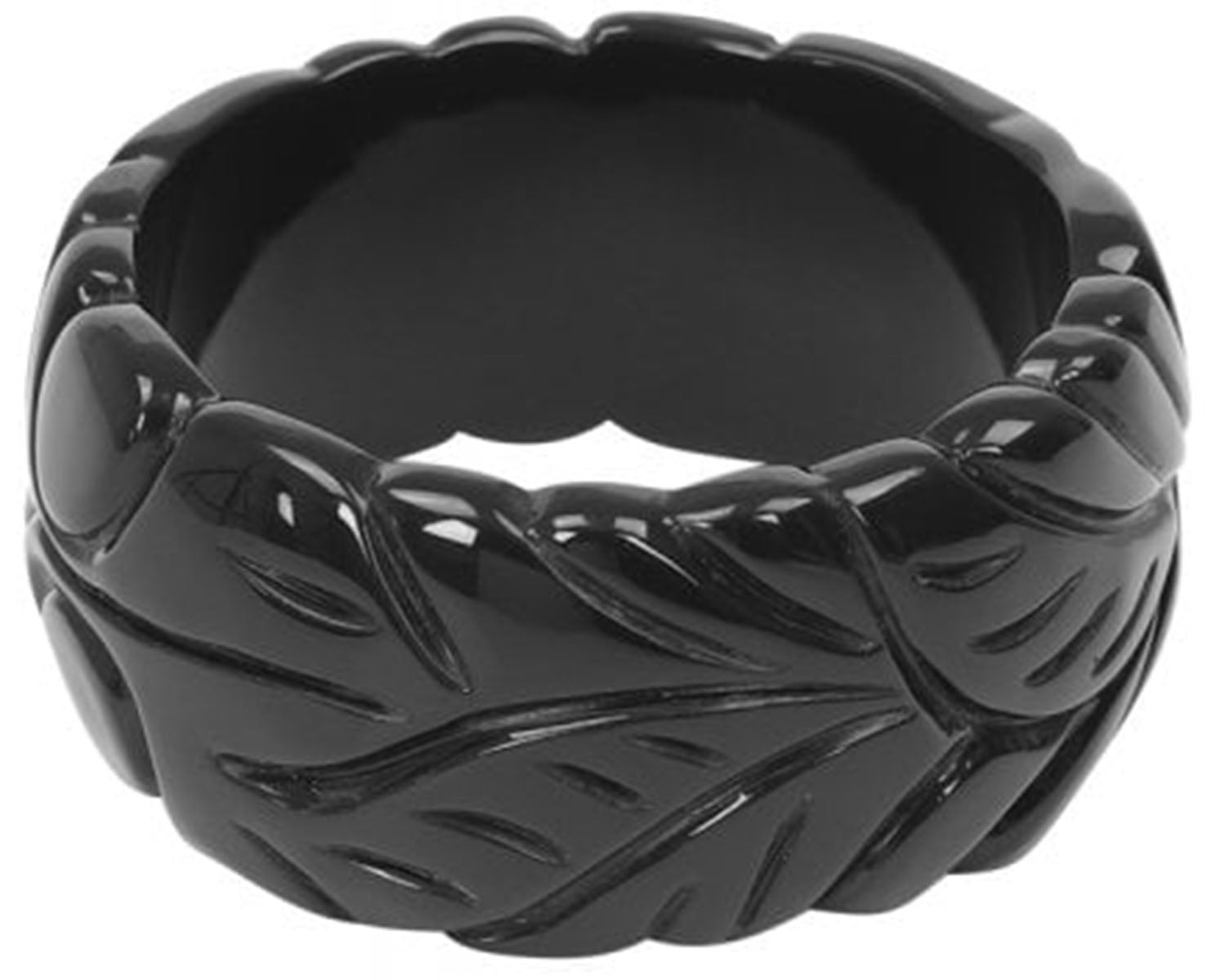 Collectif_CARRIE_Vintage_CARVED_LEAVES_40s_BANGLE_Armreif_Schwarz-1