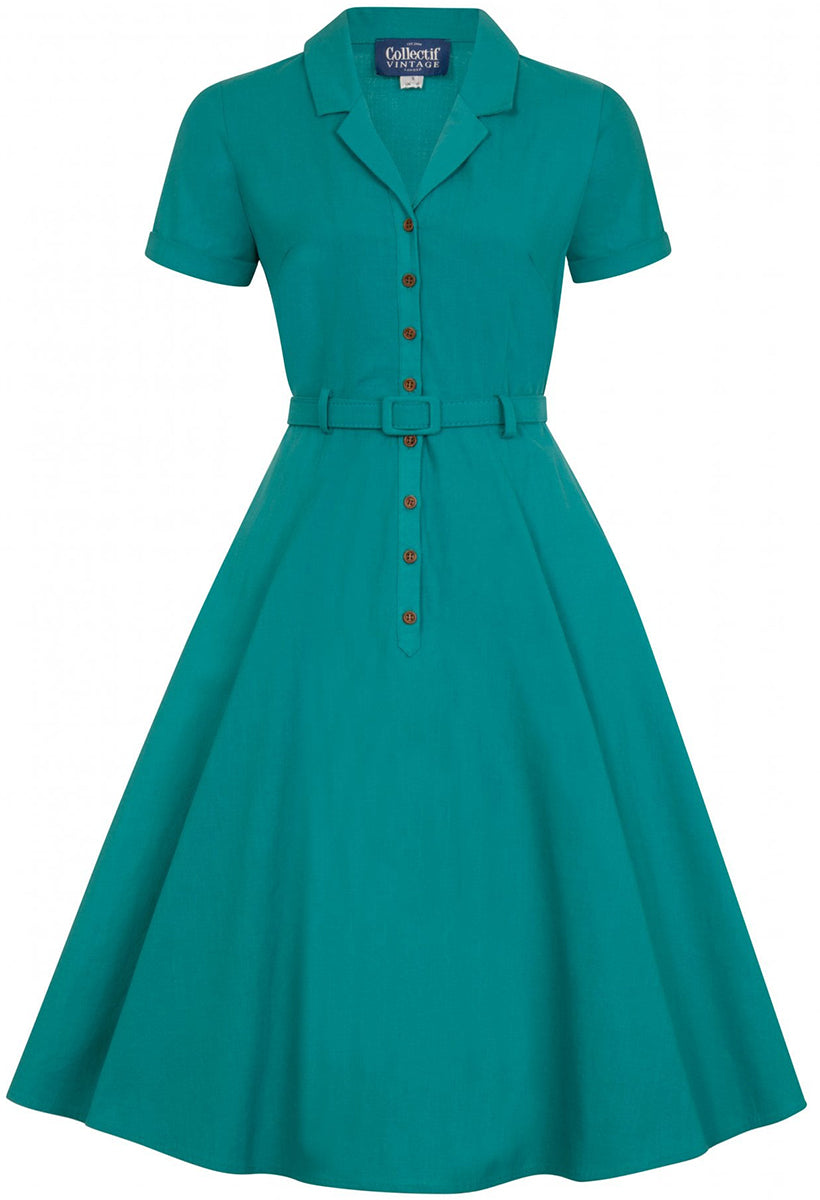 Collectif_CATERINA_Vintage_PLAIN_Kurzarm_Swing_Dress_HEMDKLEID_Tuerkis-2Mo2p0pPavOQM0