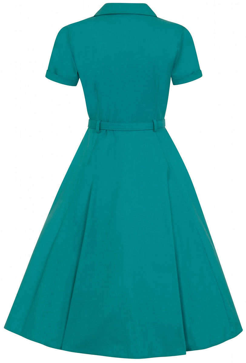 Collectif_CATERINA_Vintage_PLAIN_Kurzarm_Swing_Dress_HEMDKLEID_Tuerkis-3g0o841Ztbve2O