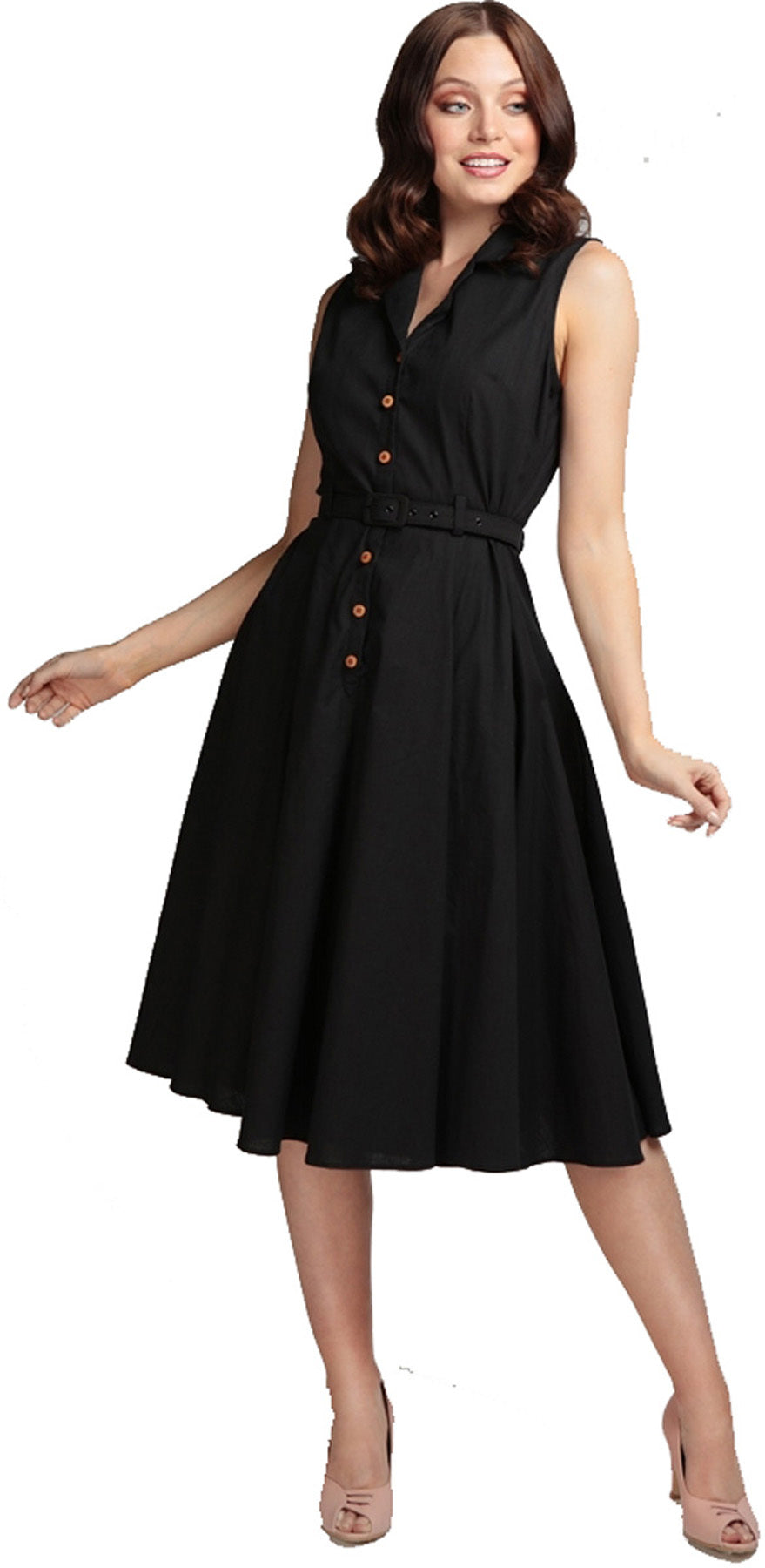 Collectif_CATERINA_Vintage_PLAIN_Sleeveless_Swing_Dress_HEMDKLEID_Schwarz_killer_kirsche