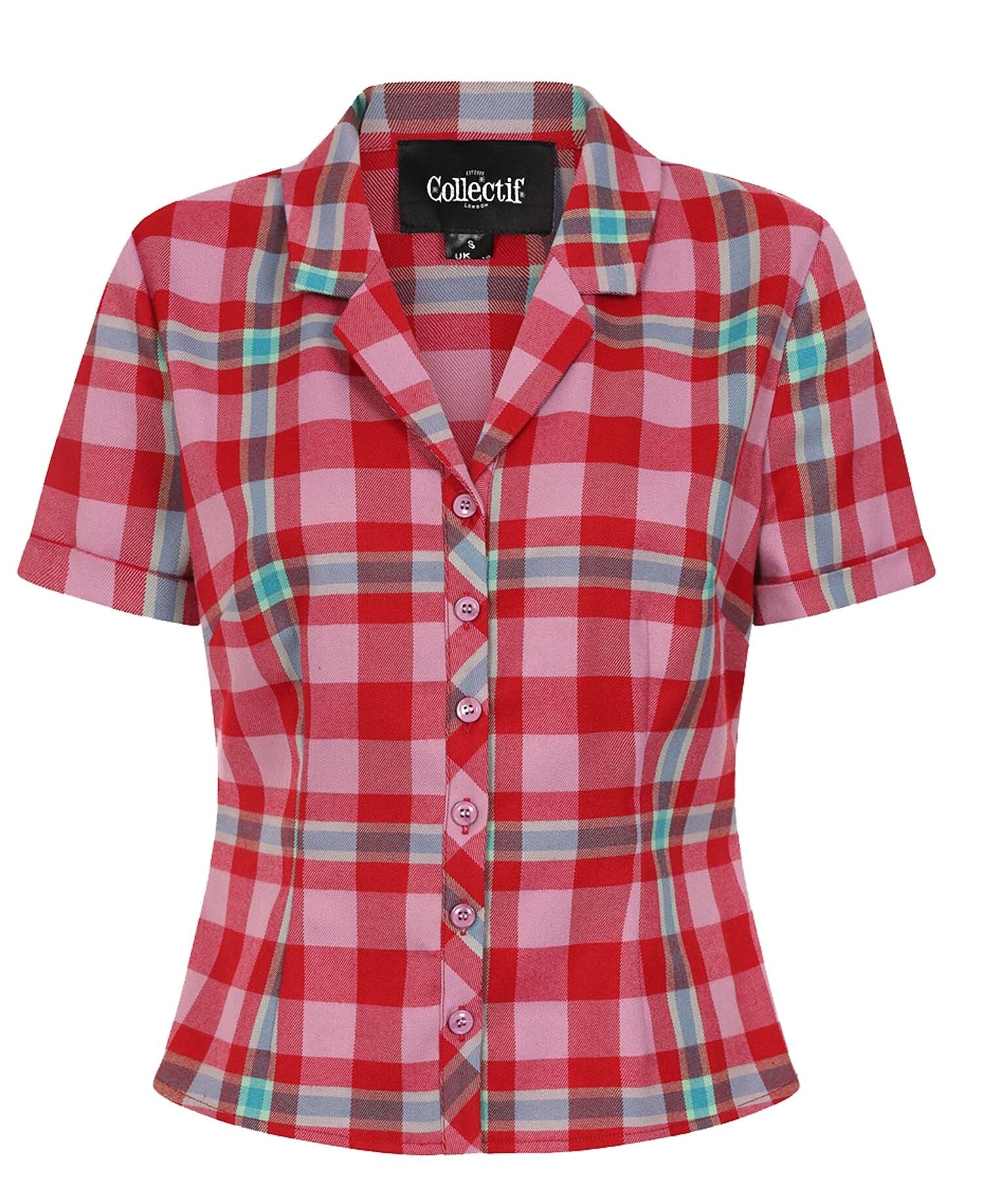 Collectif_CATERINA_WINTERBERRY_Vintage_Karo_CHECK_Tartan_Kurzarm_Hemdbluse_SHIRT-1