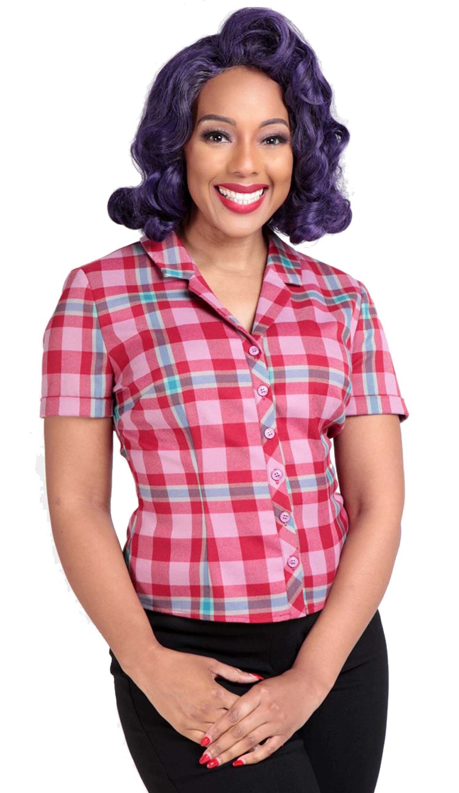 Collectif_CATERINA_WINTERBERRY_Vintage_Karo_CHECK_Tartan_Kurzarm_Hemdbluse_SHIRT-3