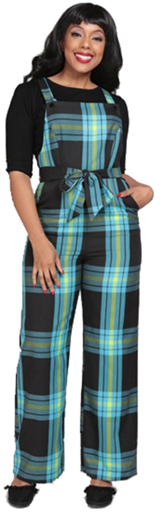 Collectif_CELANDINE_50s_Karo_High_Waisted_EVENING_CHECK_Latzhose_DUNGAREES_killer_kirsche_1