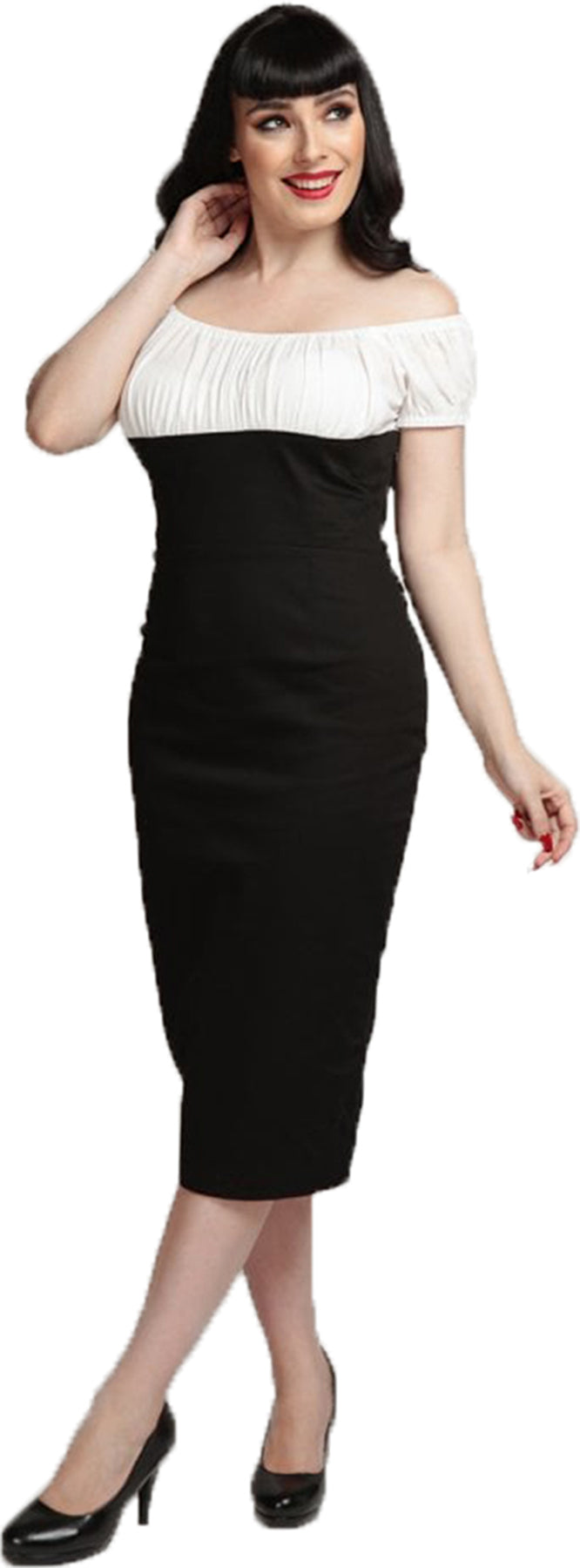 Collectif_CESIRA_Vintage_GYPSY_Carmen_Kurzarm_PENCIL_DRESS_Bleistiftkleid_killler_kirsche