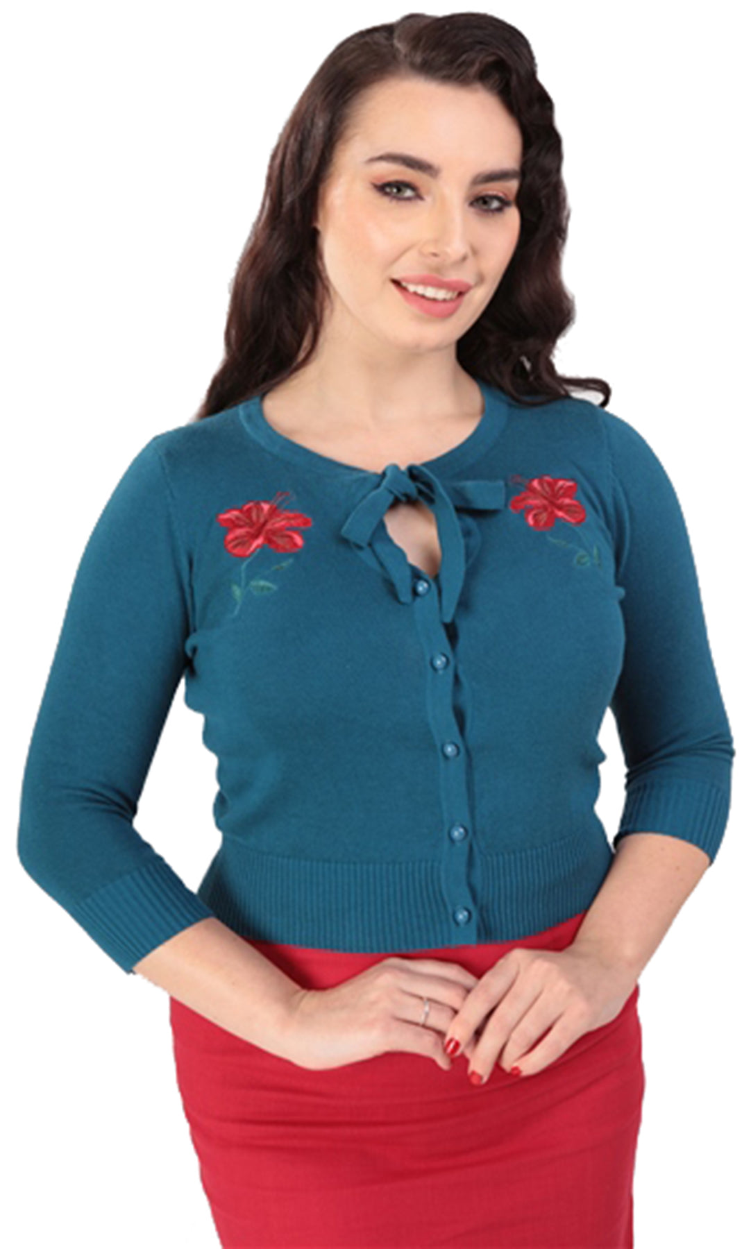 Collectif_CHARLENE_EDEN_Schleife_Blueten_EMBROIDERY_Strickjacke_CARDIGAN_killer_kirsche_1
