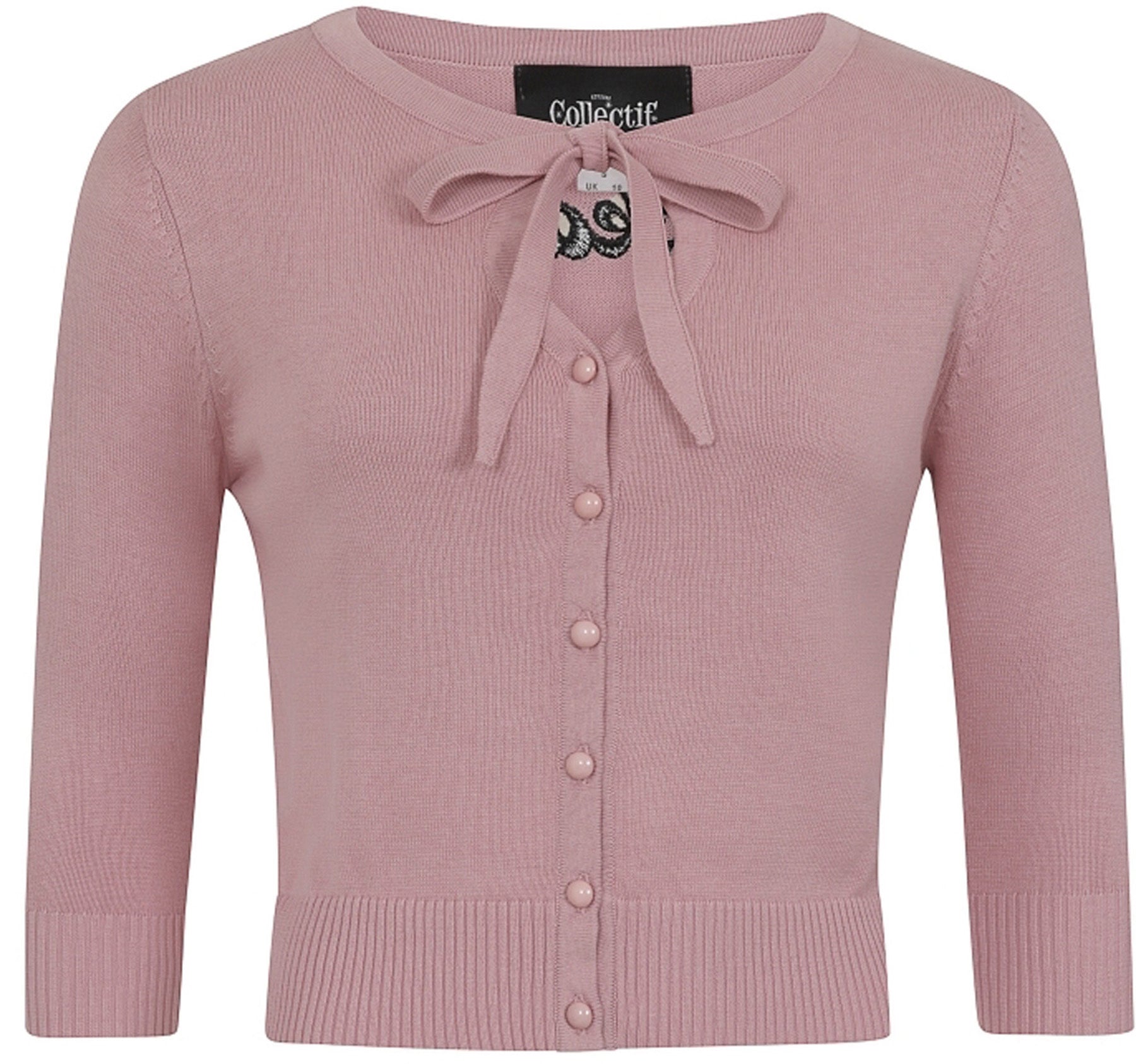 Collectif_CHARLENE_ROCKABILLY_Schleife_EMBROIDERY_Strickjacke_CARDIGAN_Rosa_killer_kirsche