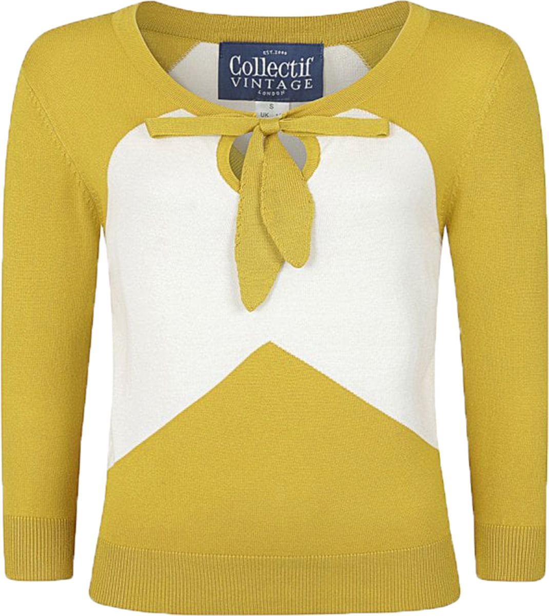 Collectif_CLARETTA_Vintage_Peephole_Bow_KNITTED_Feinstrick_JUMPER_Pullover-2