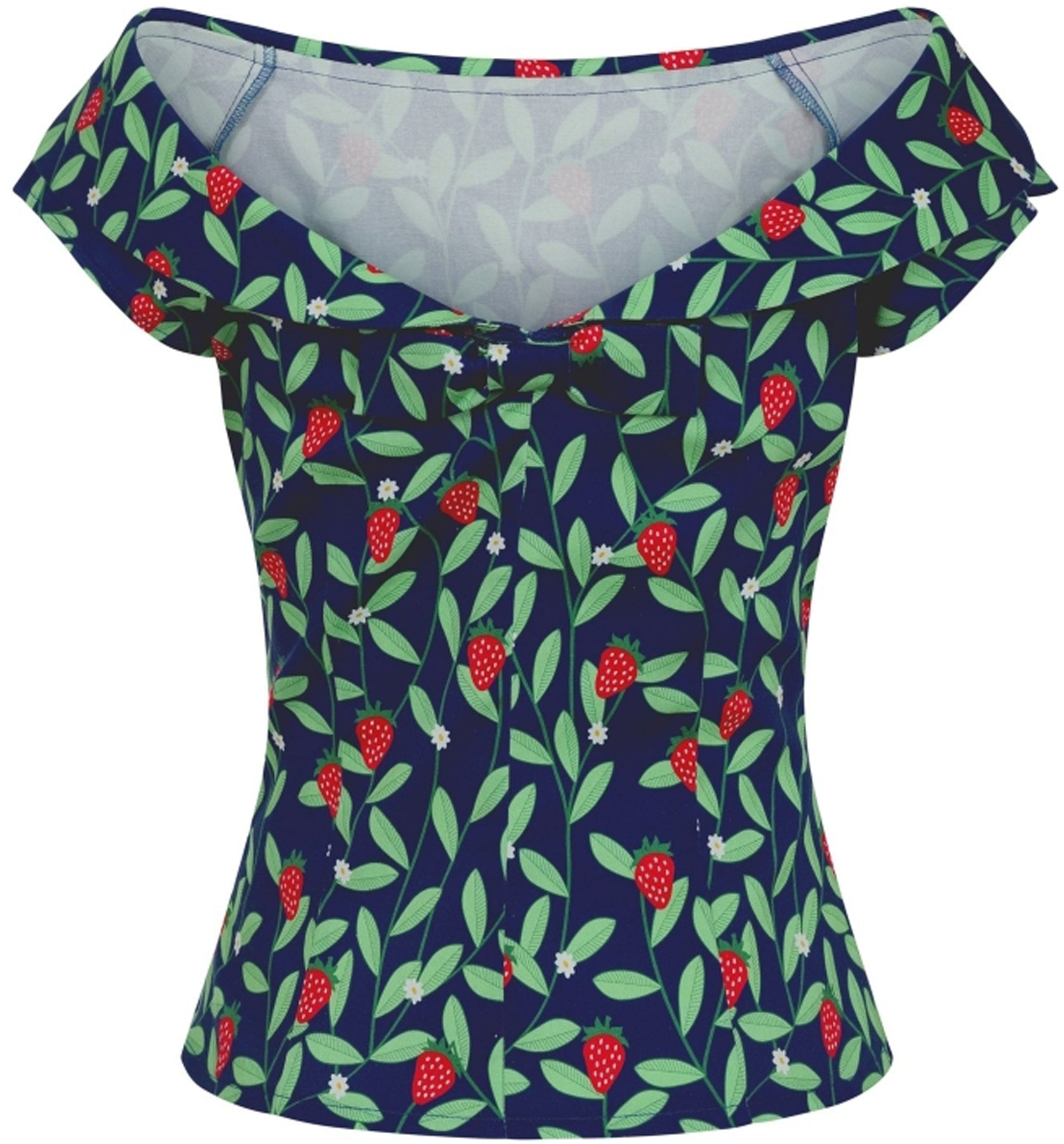 Collectif_CORDELIA_Vintage_STRAWBERRY_VINE_Kurzarm_Bow_50s_BLUSE_Oberteil_killer_kirsche_2