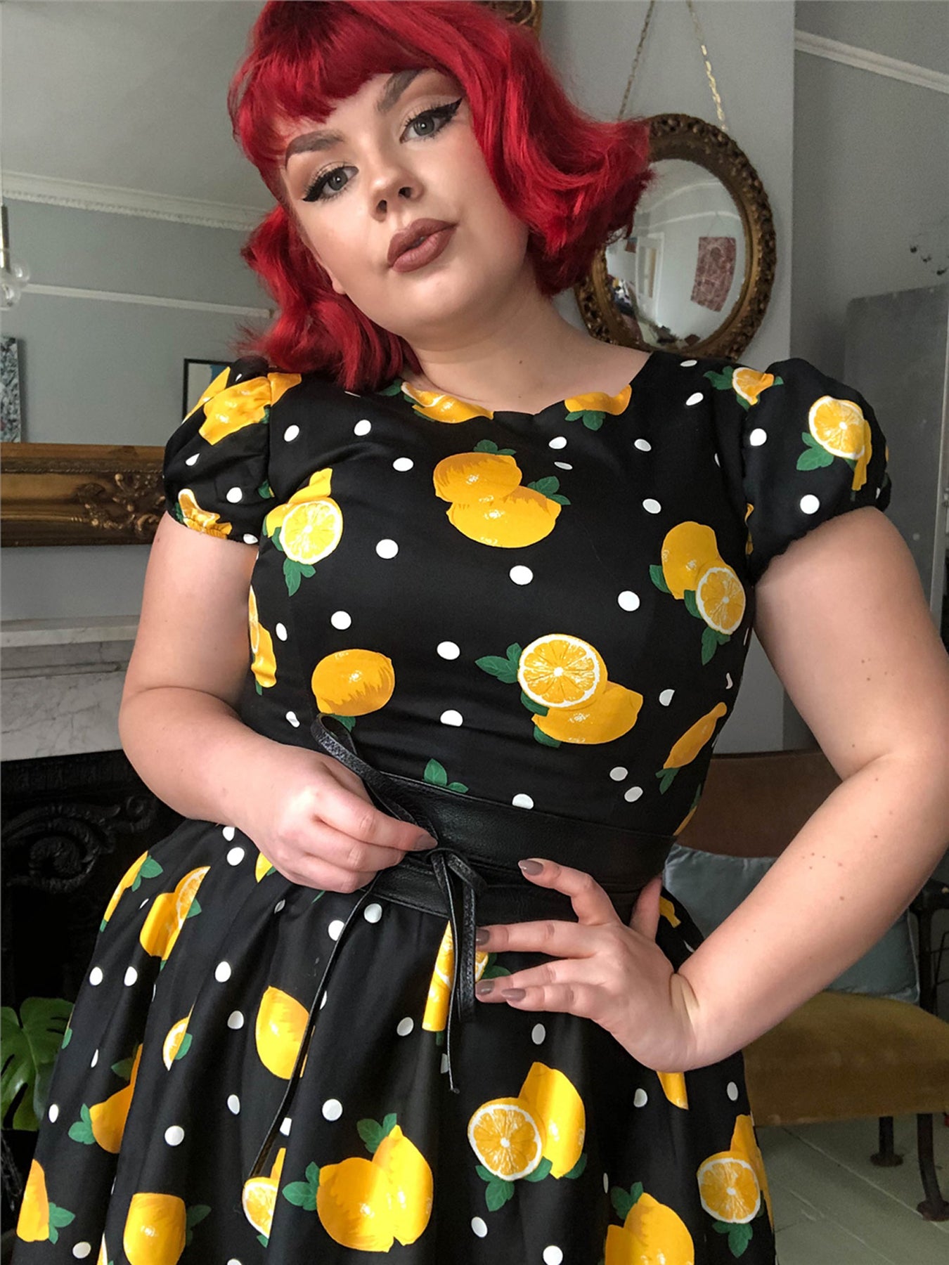 Collectif_DEMIRA_Polka_Lemon_PUNKTE_Kurzarm_50s_A-Linien_DRESS_Swingkleid_killer_kirsche_3ZPbVSuUHvjU7H