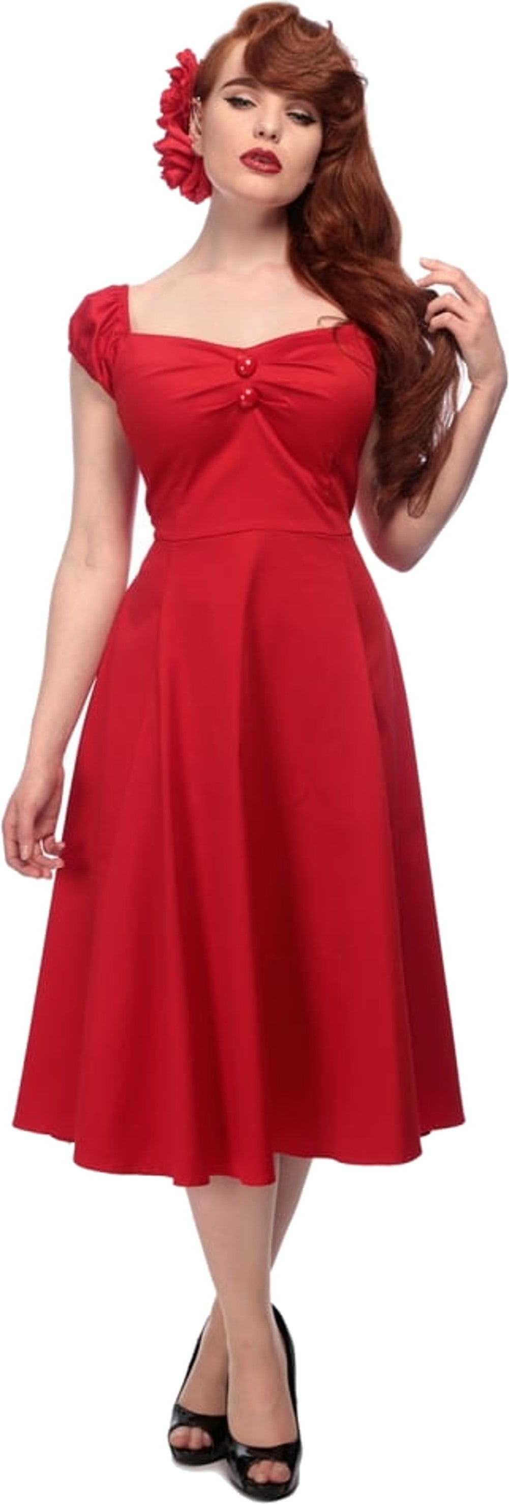 Collectif_DOLORES_50s_CLASSIC_Vintage_Plain_Swing_Dress_KLEID_-_Rot_1