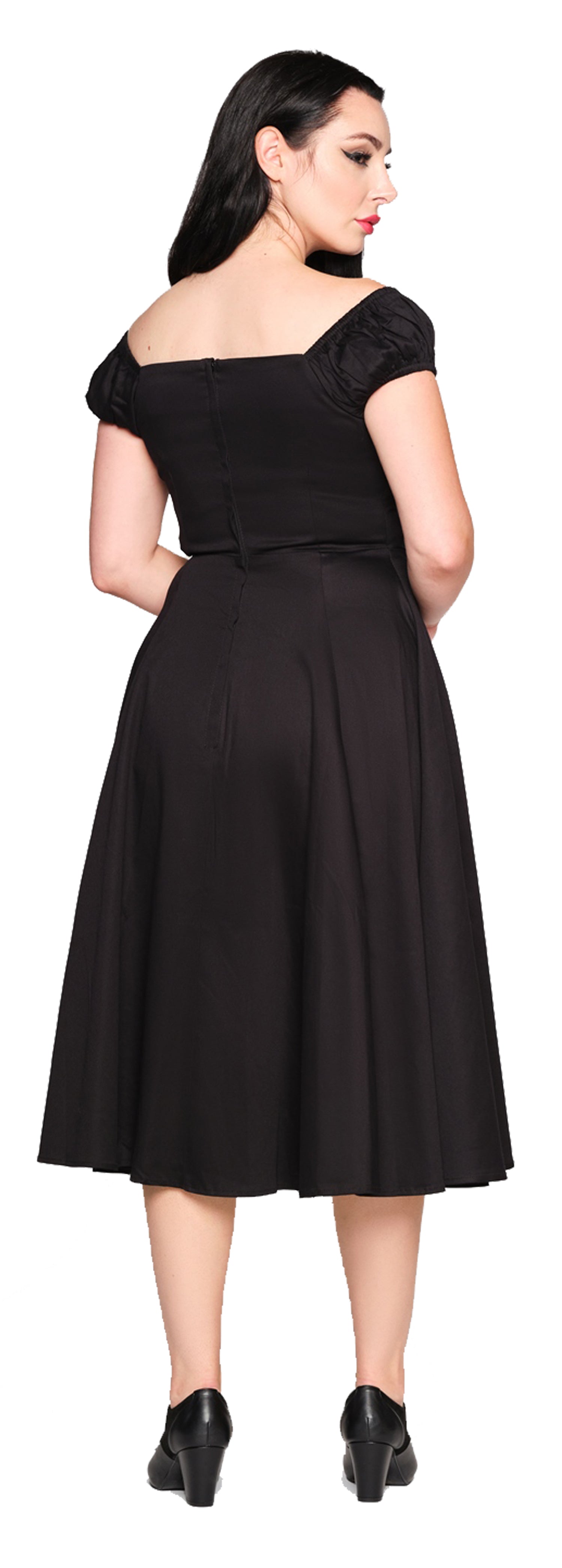 Collectif_DOLORES_50s_CLASSIC_Vintage_SWEETHEART_Plain_Swing_Dress_KLEID_-4