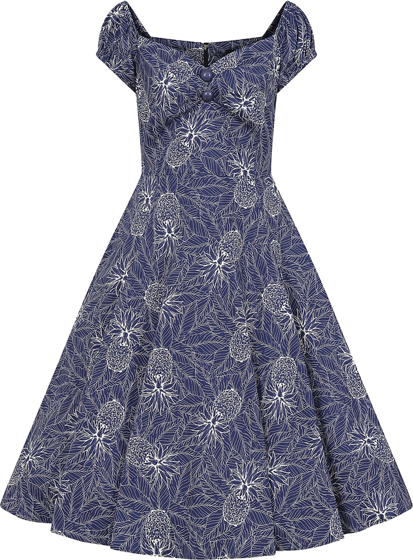 Collectif_DOLORES_50s_PINEAPPLE_PALM_Sweetheart_SWING_DRESS_Kleid_Blau-1