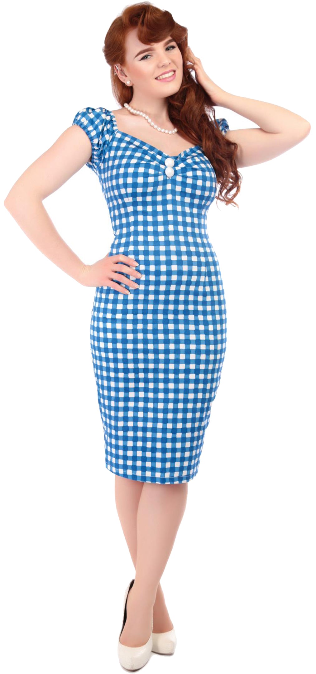 Collectif_DOLORES_50s_Painted_GINGHAM_Scot_WIGGLE_Pencil_DRESS_KleidMtuHwAZbbjrQa