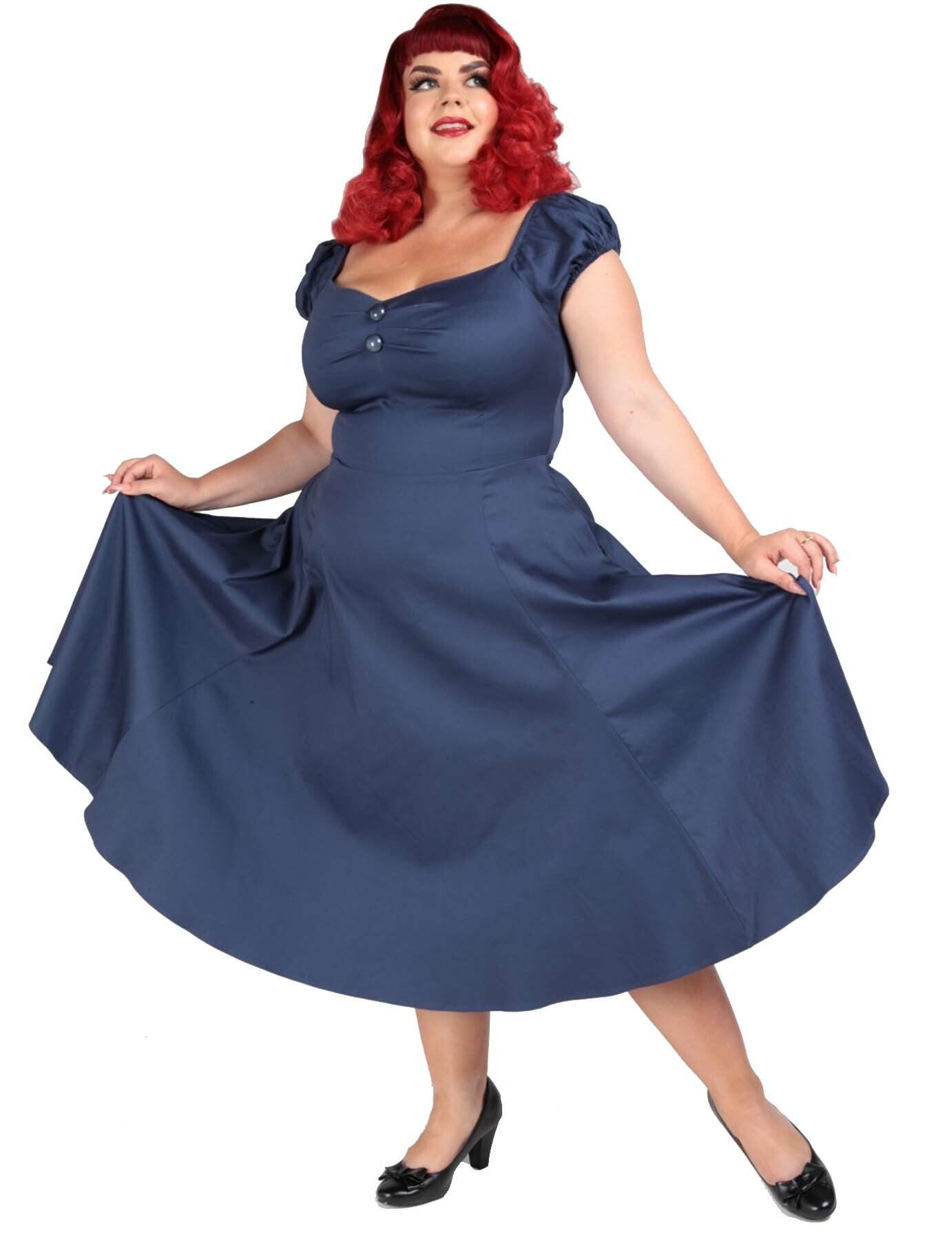 Collectif_DOLORES_50s_Retro_PLAIN_Sweetheart_Doll_SWING_DRESS_Kleid_-_Navy_killer_kirsche_2ZFYjn5q9bVPur