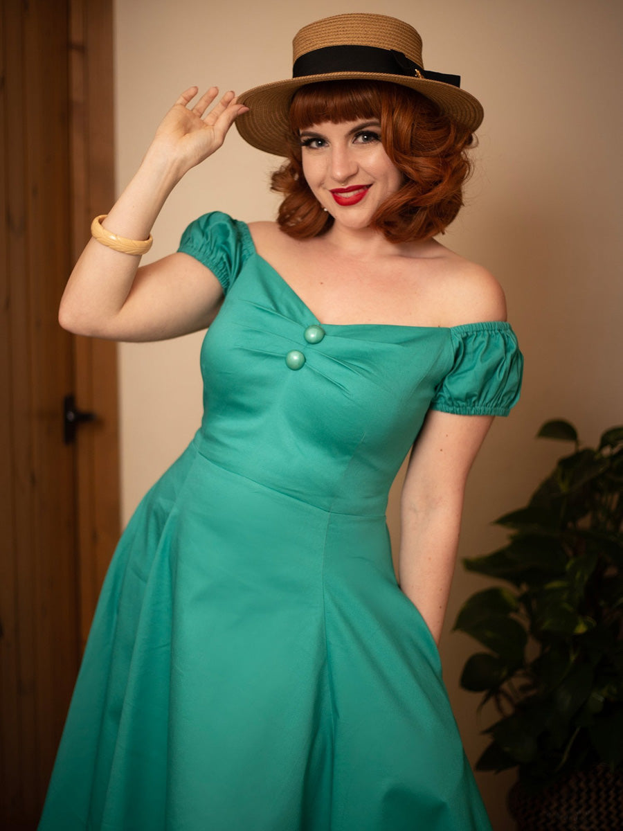 Collectif_DOLORES_50s_Retro_PLAIN_Sweetheart_Doll_SWING_DRESS_Kleid_Teal_killer_kirsche_2UCjdX9aJlgW5y