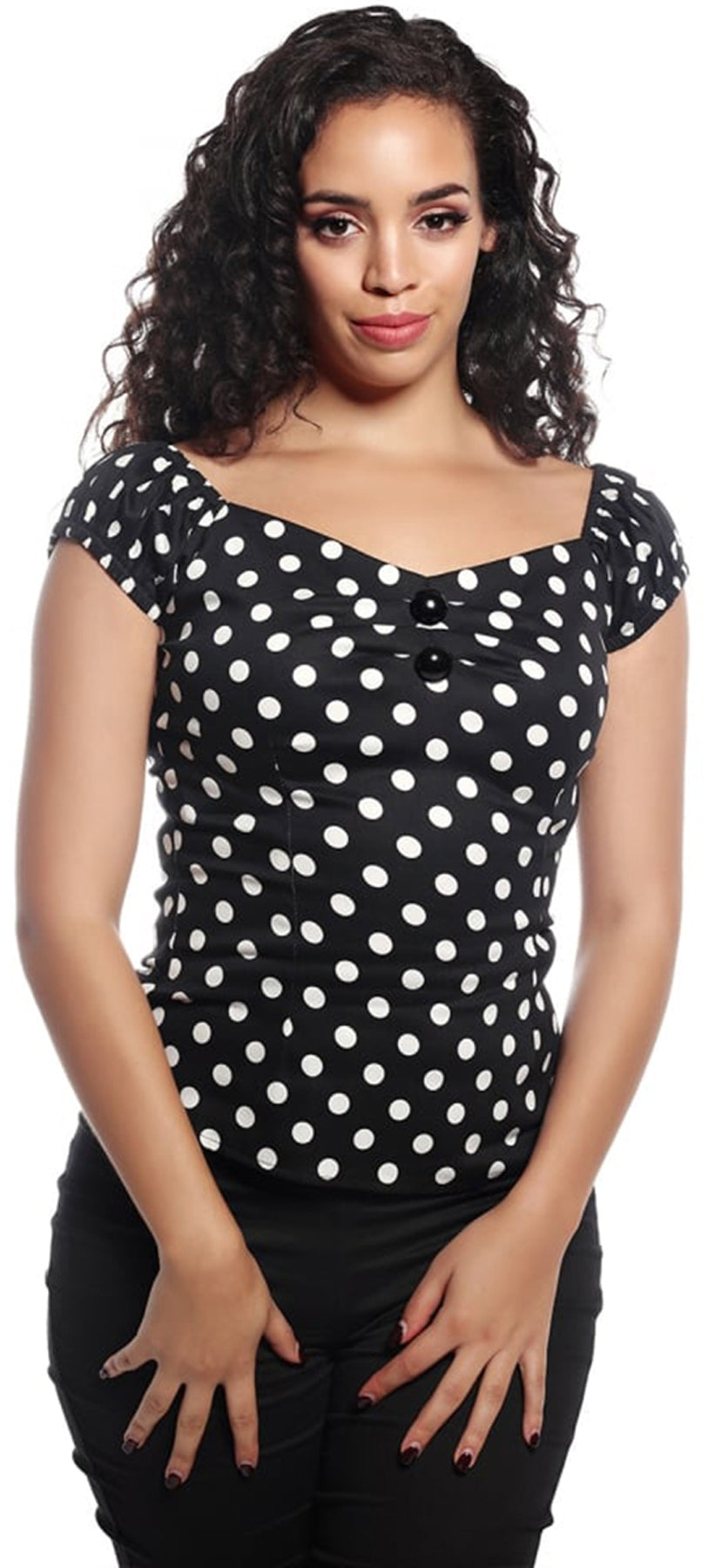Collectif_DOLORES_Polka_Dots_PUNKTE_50s_Gypsy_Vintage_Bluse_SHIRT_-_Schwarz_killer_kirsche