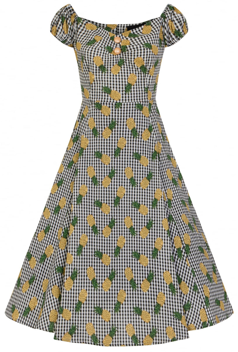Collectif_DOLORES_Tropical_PINEAPPLE_GINGHAM_Vintage_SWING_Dress_Kleid-2fL8J0Xhdgh3eN