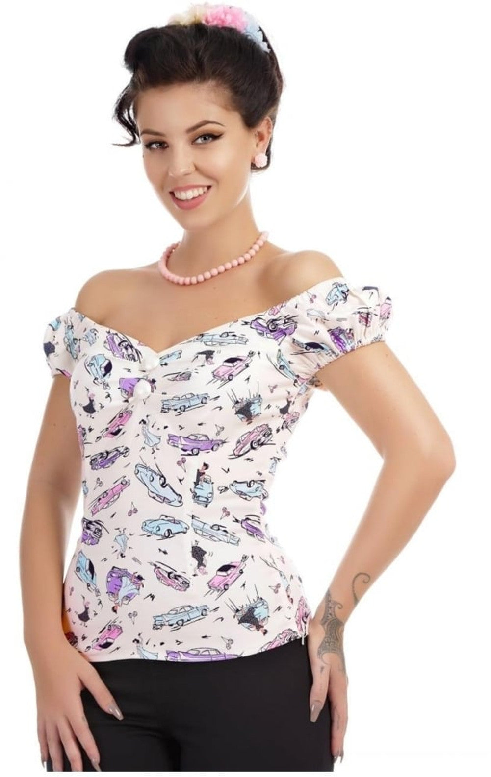 Collectif_DOLORES_Vintage_50s_CAR_Gypsy_Pin_Up_Bluse_SHIRT_-_Creme