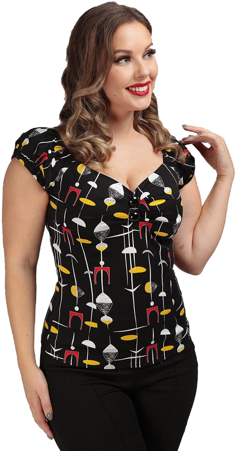Collectif_DOLORES_Vintage_ATOMIC_50s_ABSTRACT_Kurzarm_Bluse_SHIRT_Top_killer_kirsche