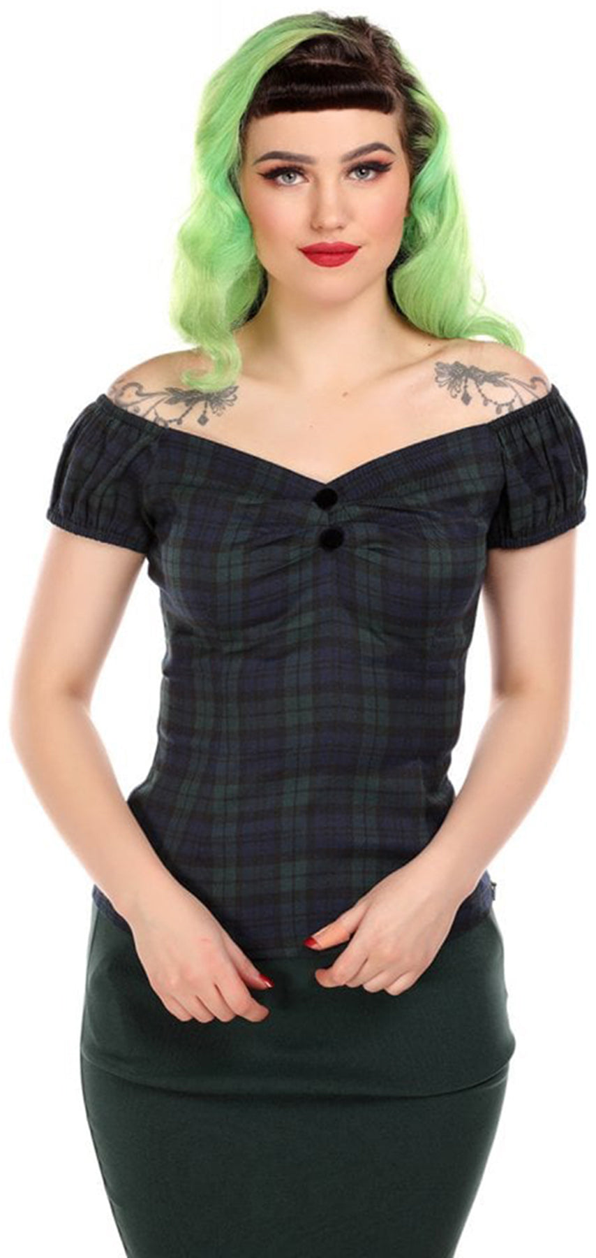 Collectif_DOLORES_Vintage_BLACKWATCH_CHECK_Tartan_Karo_Bluse_SHIRT_killer_kirscheFBTiFWF4dtsJ1