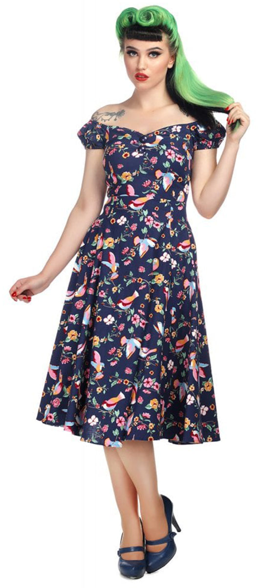 Collectif_DOLORES_Vintage_CHARMING_BIRD_Blumen_SWING_Doll_Dress_KLEID-1EMK65oU629Q5d