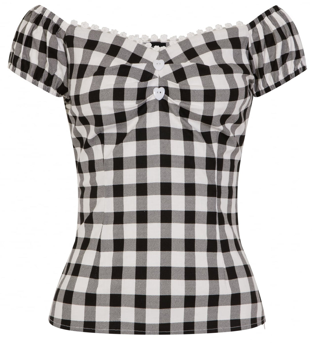 Collectif_DOLORES_Vintage_GINGHAM_Flower_Trim_KARO_Gypsy_Bluse_SHIRT-2