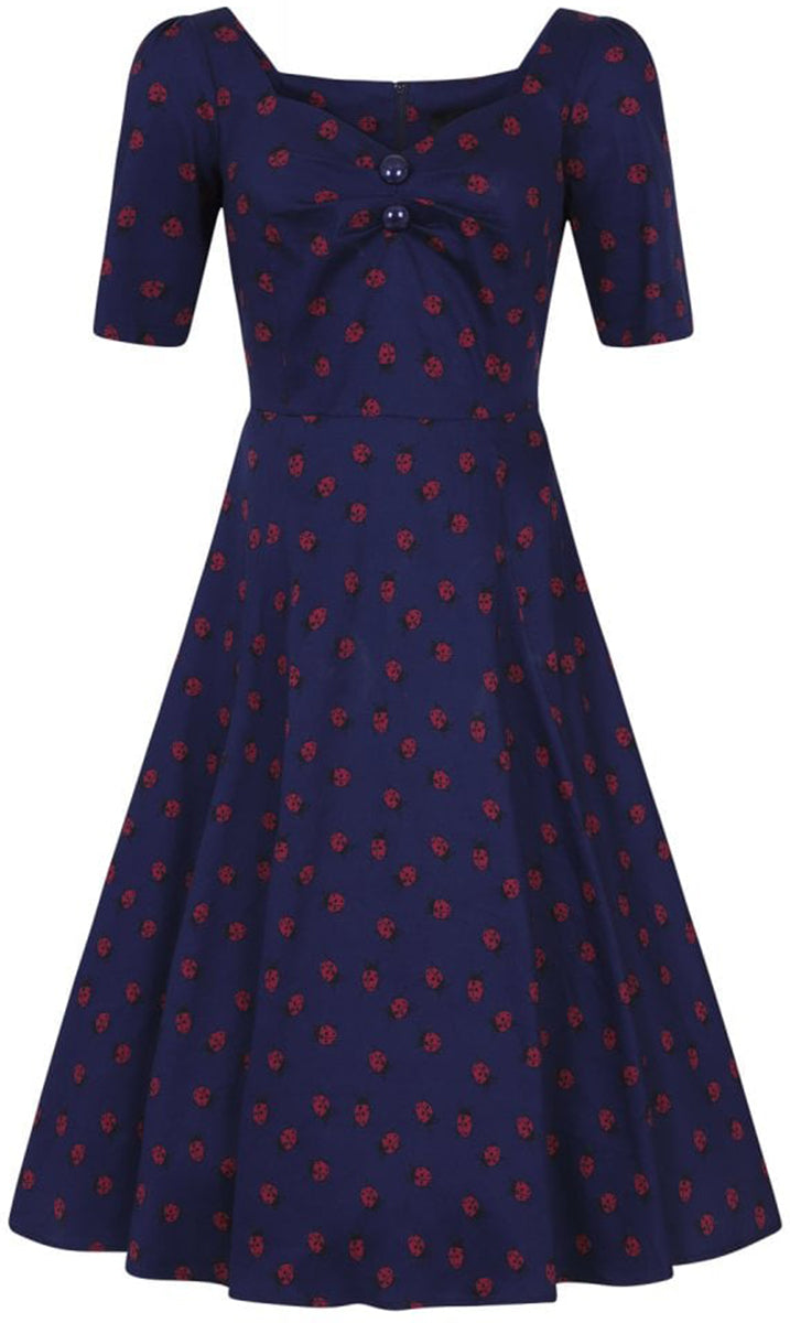 Collectif_DOLORES_Vintage_LADYBIRD_Marienkaefer_Half_Sleeve_SWING_KLEID-2