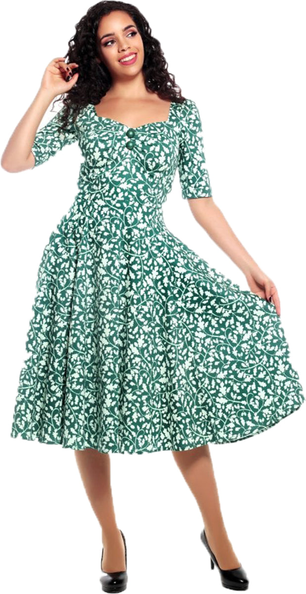 Collectif_DOLORES_Vintage_LEAFY_Eichenblatt_HALF_SLEEVE_Dress_SWING_KLEID-1