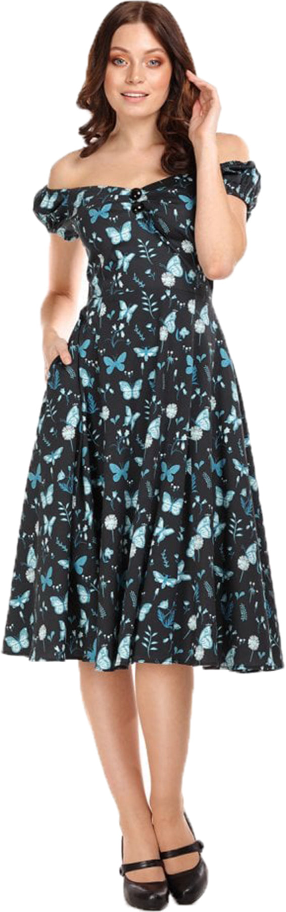 Collectif_DOLORES_Vintage_MIDNIGHT_BUTTERFLY_Schmetterling_SWING_DRESS_Kleid-1
