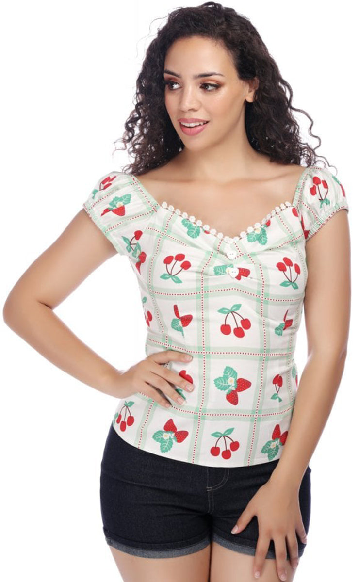 Collectif_DOLORES_Vintage_PICNIC_Strawberry_CHERRY_Gypsy_Bluse_SHIRT-1