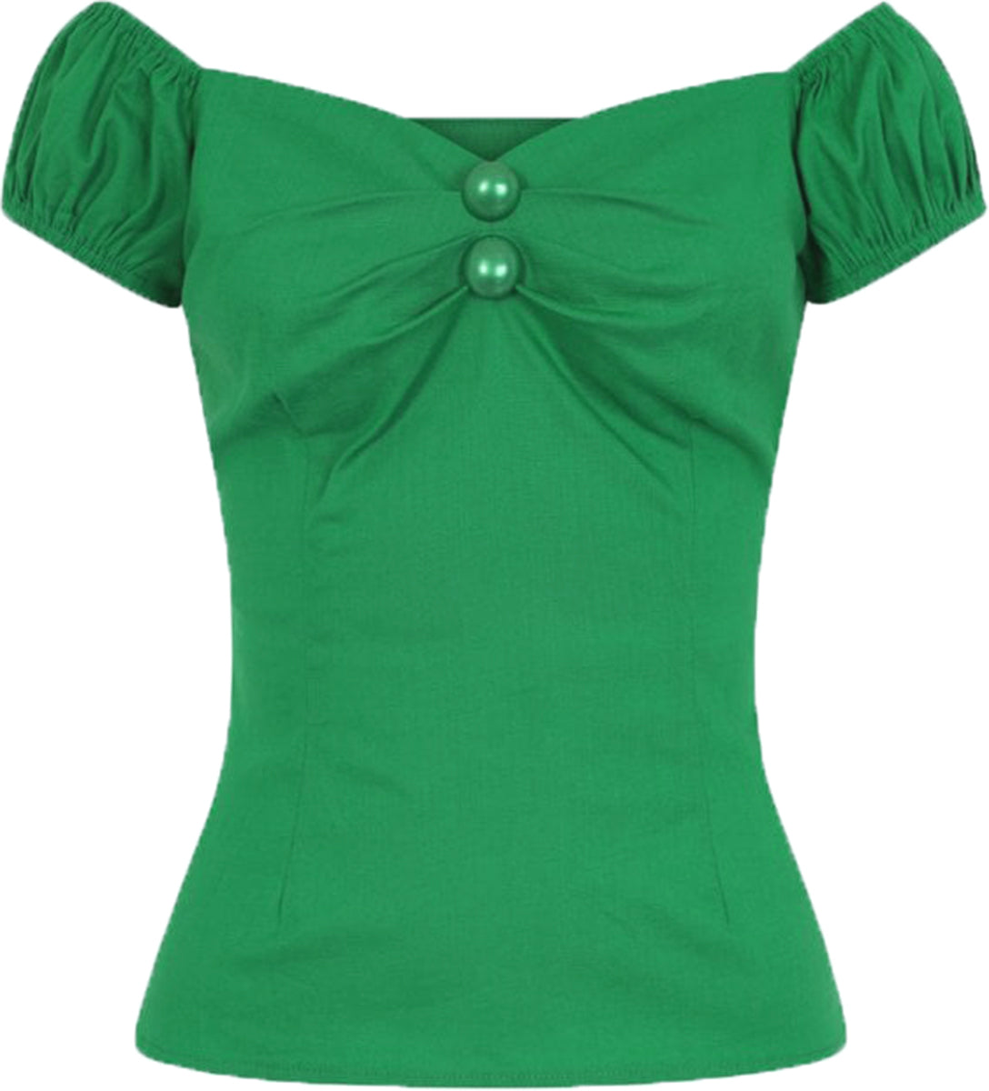 Collectif_DOLORES_Vintage_PLAIN_Pin_Up_Linen-Effect_SHIRT_Bluse_Dunkelgruen-2