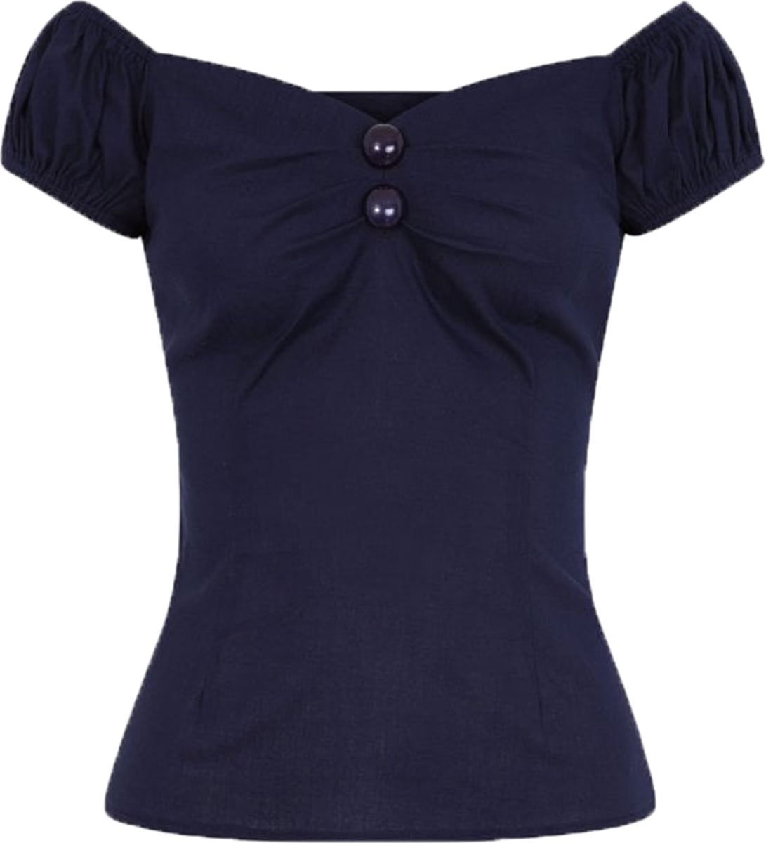 Collectif_DOLORES_Vintage_PLAIN_Pin_Up_Linen-Effect_SHIRT_Bluse_Navyblau-2