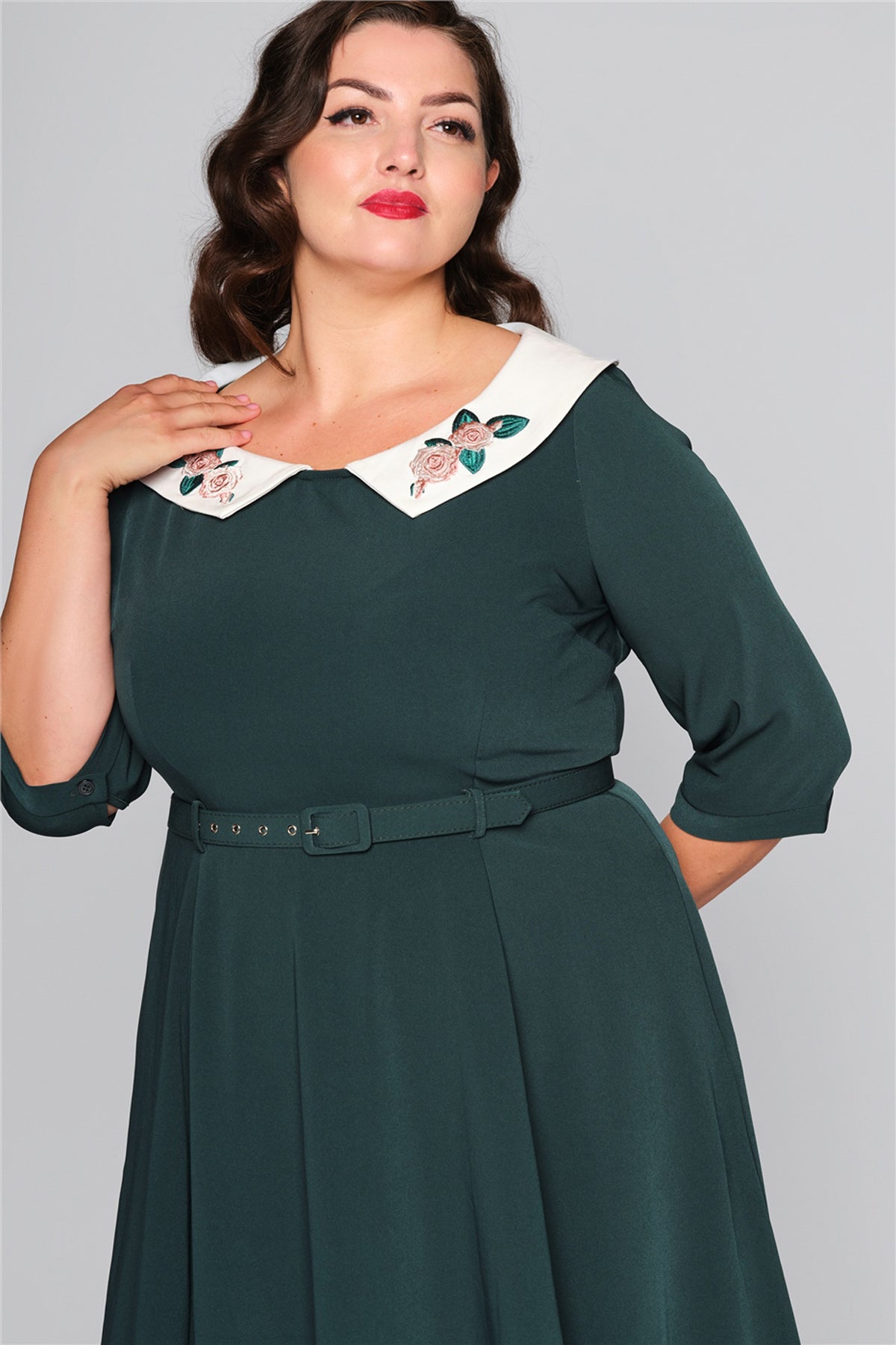 Collectif_ELLEN_ROSE_Vintage_Peter_Pan_Collar_34_Arm_SWING_DRESS_Kleid__Dunkelgruen-18MNSOcxpiAwcM
