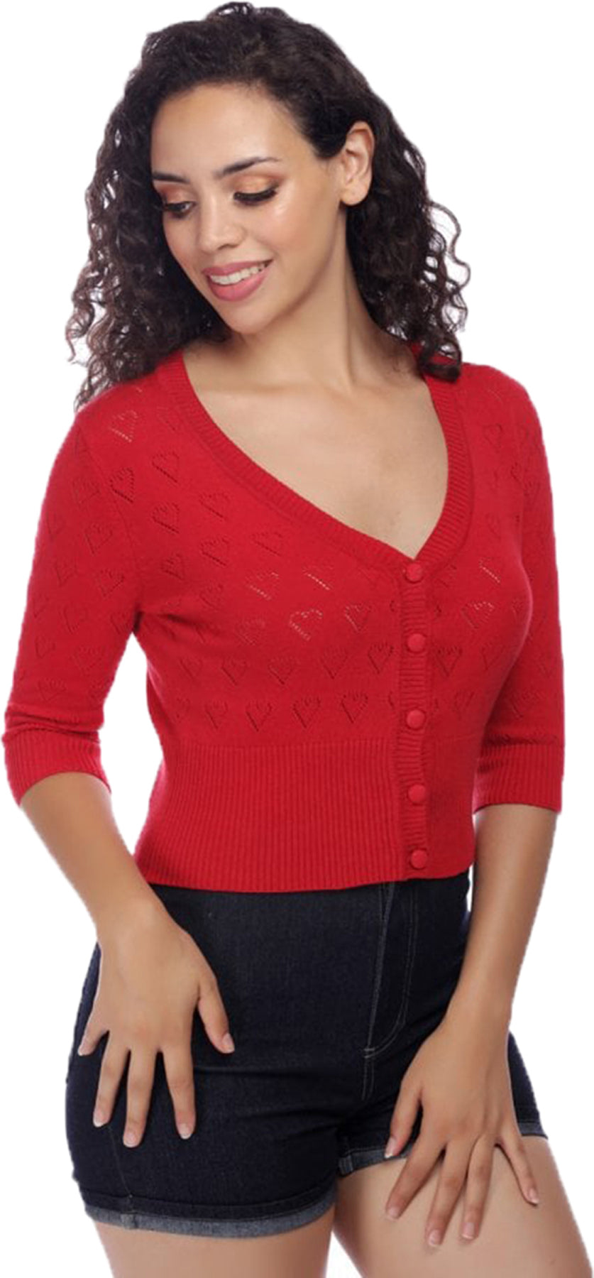 Collectif_EVIE_HEART_50s_Herz_LOCHMUSTER_Strickjacke_Crop_CARDIGAN_Rot_killer_kirsche