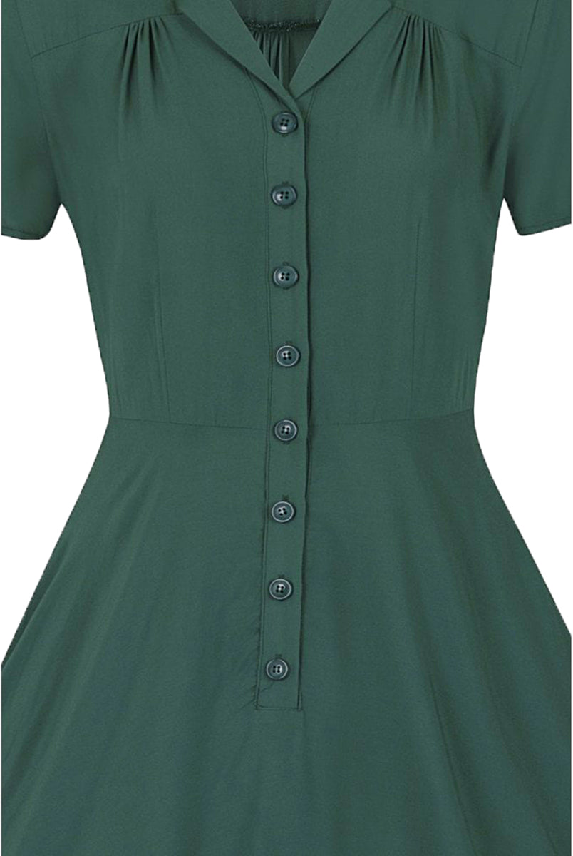 Collectif_GAYLE_Vintage_PLAIN_Buttoned_Kurzarm_SWING_DRESS_Kleid_Gruen-4sCHbZsXLbmliG
