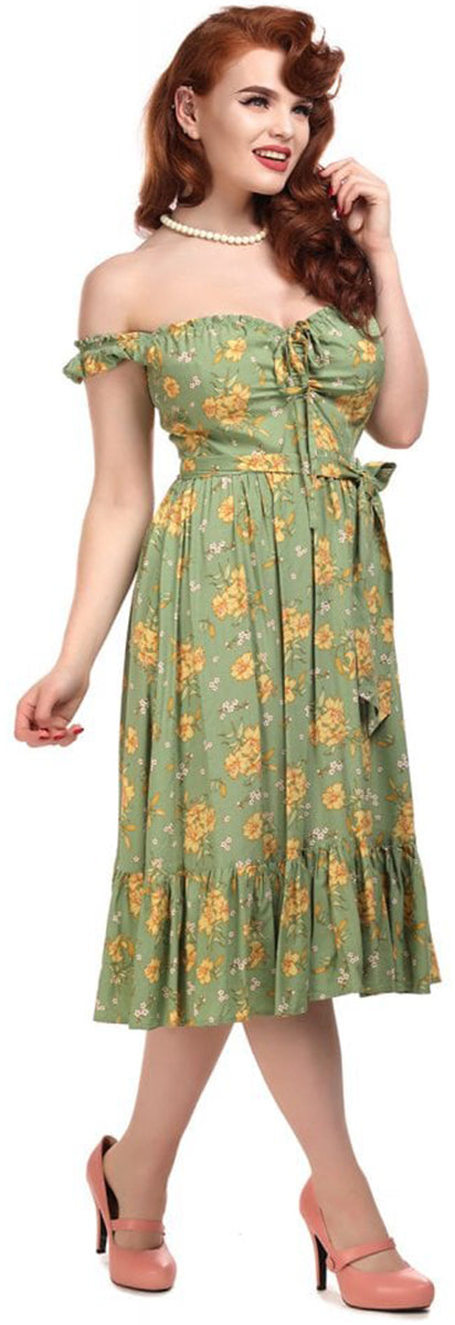 Collectif_GISELLE_Vintage_CLASSIC_FLORAL_Lilien_Kurzarm_SWING_DRESS_Kleid-1