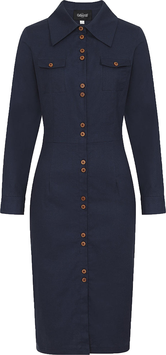 Collectif_HAILEY_Vintage_PLAIN_Button_Up_PENCIL_DRESS_Hemdkleid_Bleistiftkleid_Navy-1e7rFRMbk4AcS8