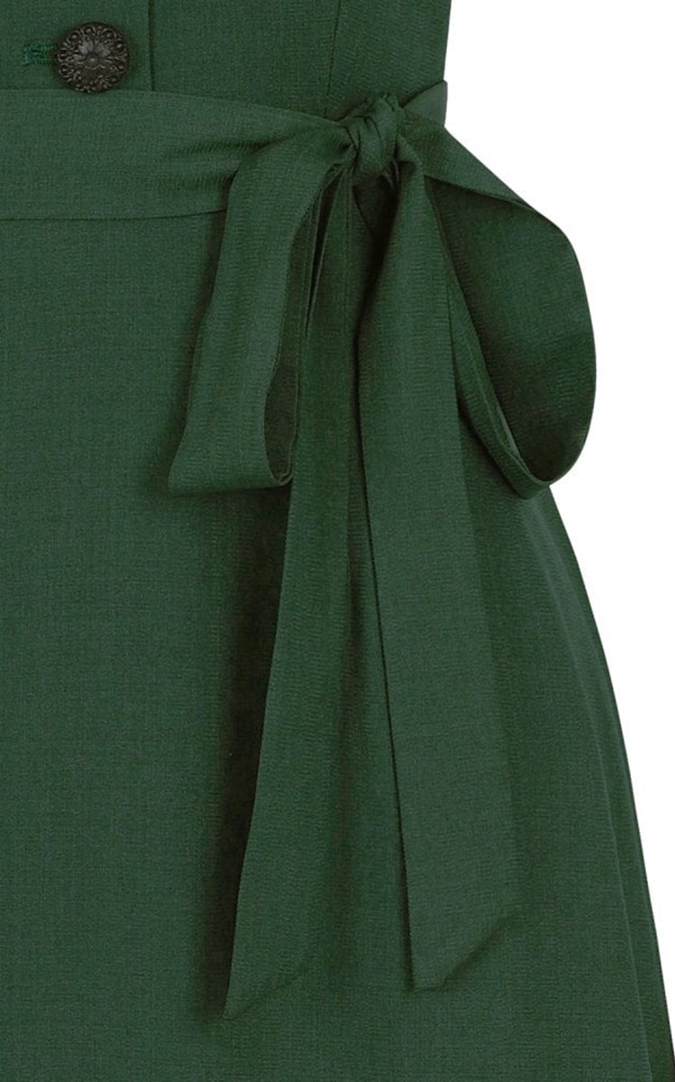 Collectif_HATTIE_40s_Vintage_PLAIN_Buttoned_V-NECK_Kurzarm_A-LINIE_DRESS_Kleid-4