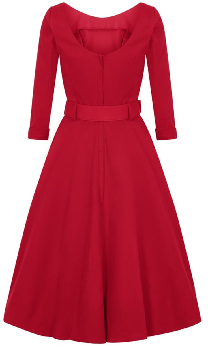 Collectif_IVELIA_Vintage_PLAIN_3_4_Arm_Retro_SWING_Doll_Dress_KLEID_Rot-3oWZIKMGDIAxJt