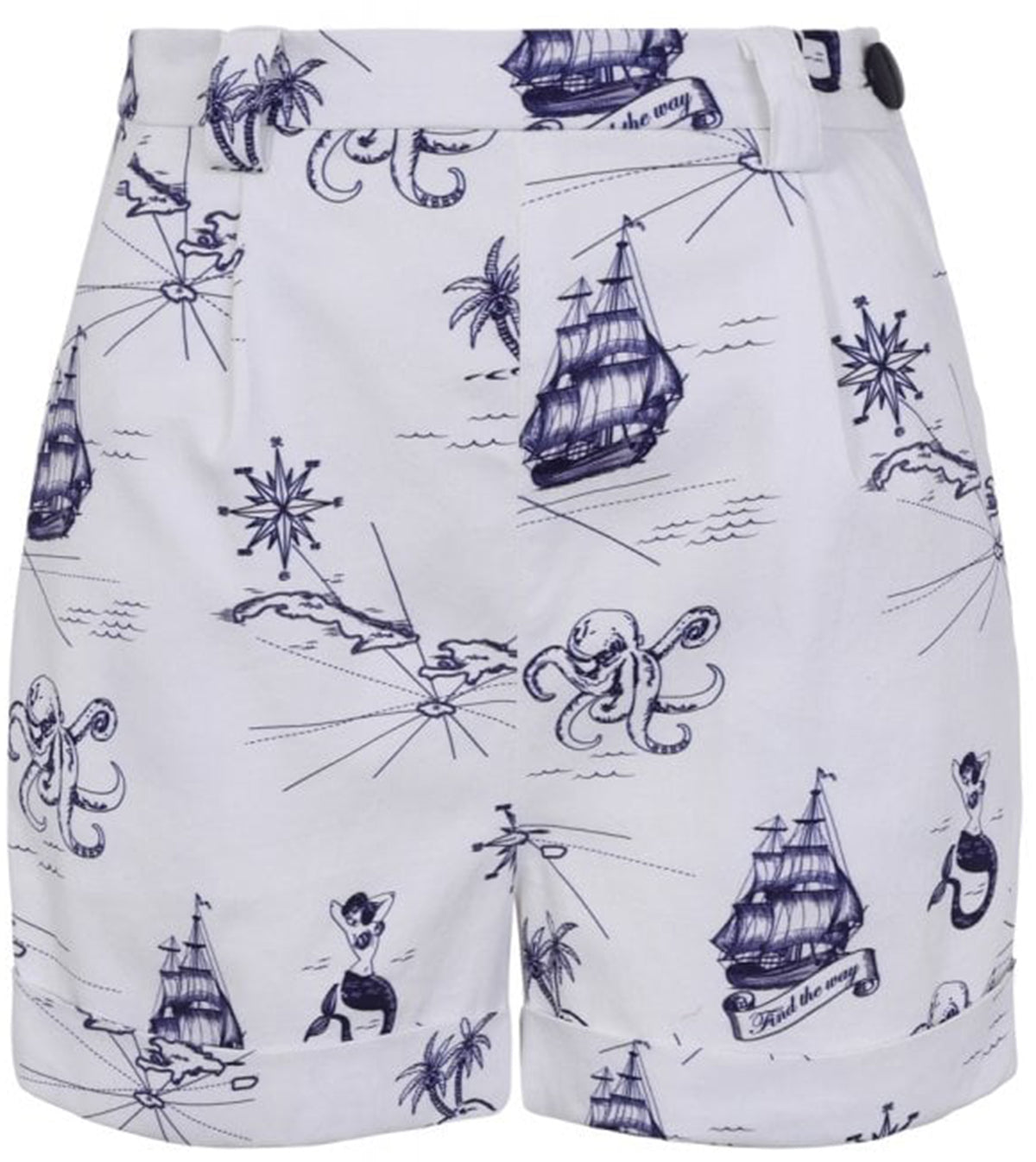 Collectif_JOJO_OCEAN_MAP_Mermaid_Octopus_HIGH_WAIST_SHORTS_Hose-2RBptESuEqOqw3