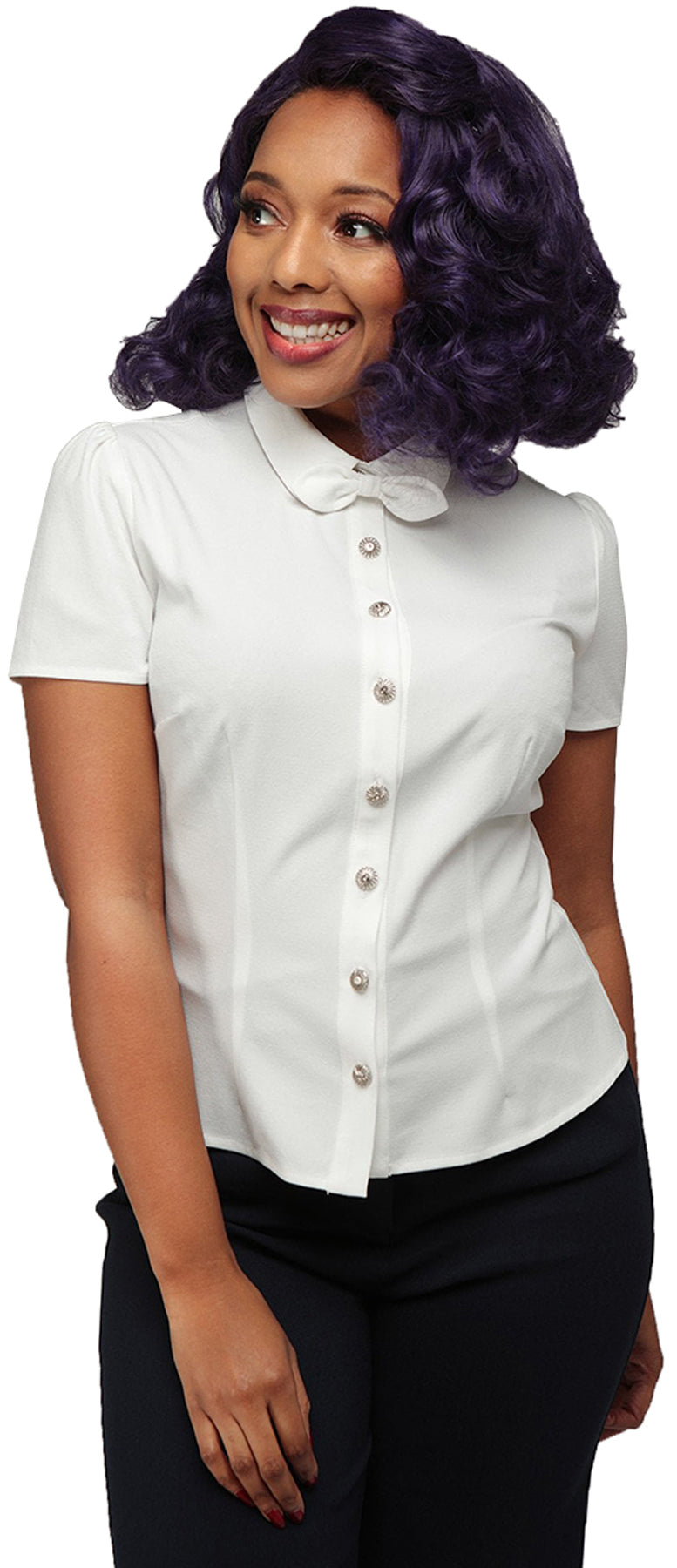 Collectif_JUDITH_Vintage_40s_SCHLEIFE_Bow_KURZARM_Collar_BLOUSE_Bluse_Weiss_killer_kirschexKNxWZqNQVhvI