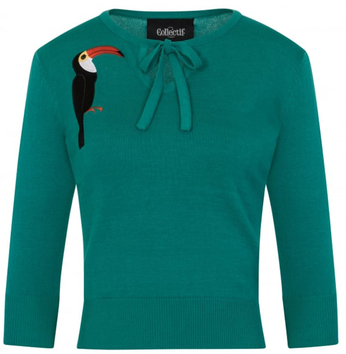 Collectif_JULIANA_Vintage_Tropical_TOUCAN_Bow_3_4_Arm_JUMPER_Pullover-2