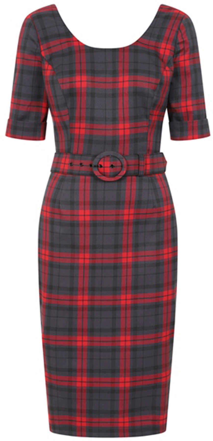 Collectif_JUNE_SMOKY_Check_TARTAN_Karo_Halbarm_PENCIL_DRESS_Bleistiftkleid_killer_kirsche_2
