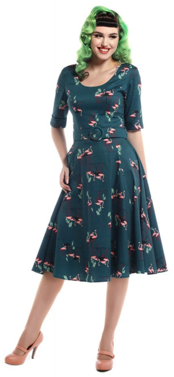 Collectif_JUNE_Tropical_BLACK_FLAMINGO_Vintage_Kleid_SWING_DRESS-1