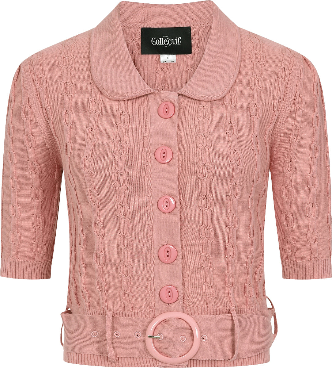 Collectif_JUNIPER_Vintage_BELTED_Halbarm_60s_Bubikragen_CARDIGAN_Strickjacke-1