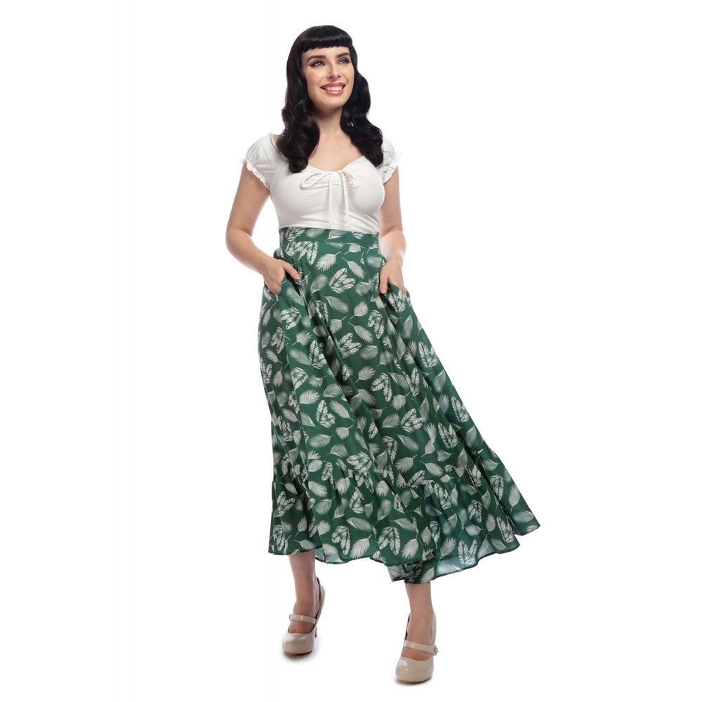 Collectif_KATRINA_LEAVY_GREEN_Palmblatt_TROPICAL_Volant_Midi_SWING_SKIRT_Rock_killer_kirsche_1