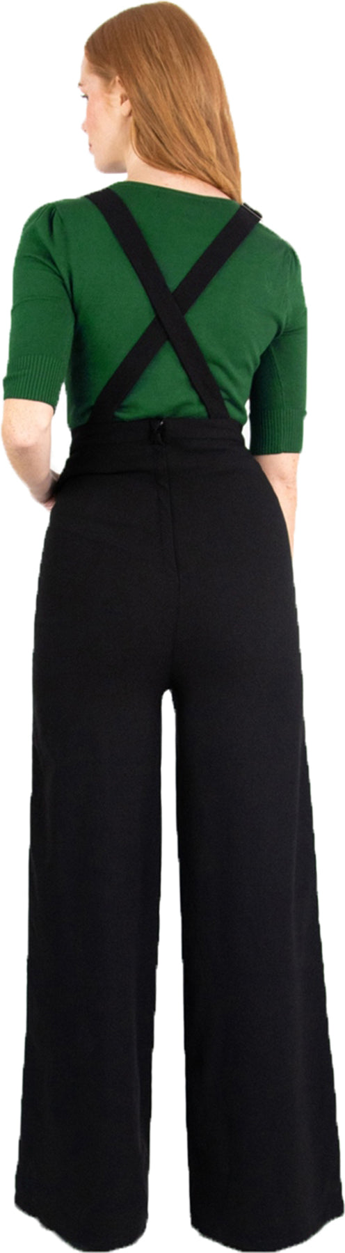 Collectif_KAYDEN_Retro_50s_PLAIN_High_Waisted_MARLENE_Latzhose_DUNGAREES_Schwarz_Killer_Kirsche-2
