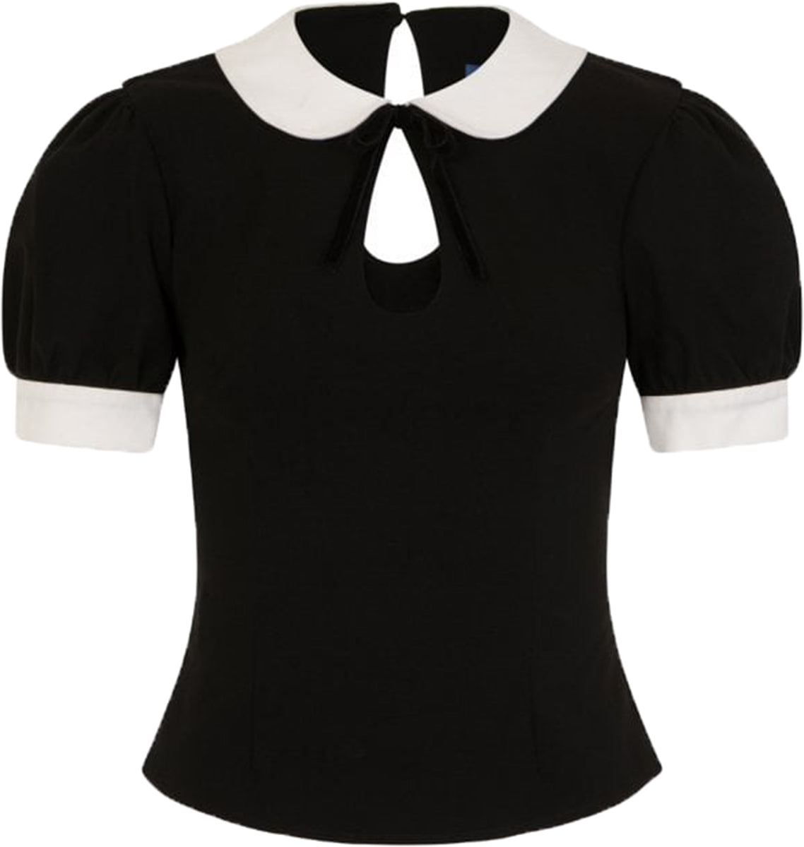 Collectif_KHLOE_Vintage_PETER_PAN_Peephole_KURZARM_Bluse_SHIRT_Schwarz-2