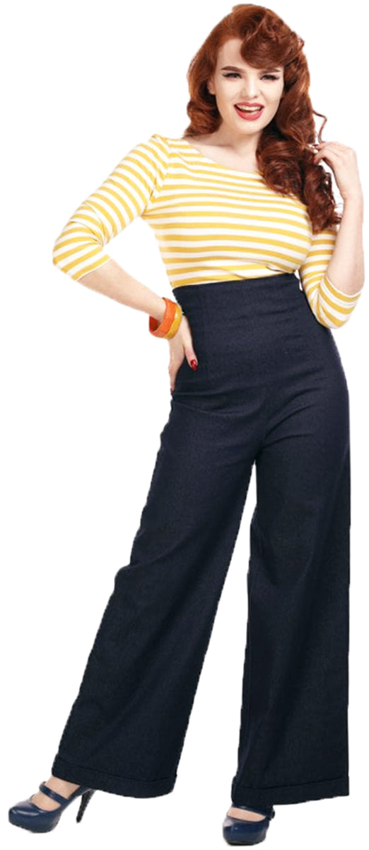 Collectif_KIKI_Vintage_Plain_HIGH_WAISTED_Denim_MARLENE_HOSE_Trousers_Blau-3